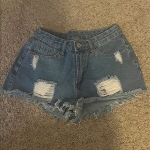 Women’s blue SHEIN Ripped Jean Shorts (High-Waisted, Distressed)